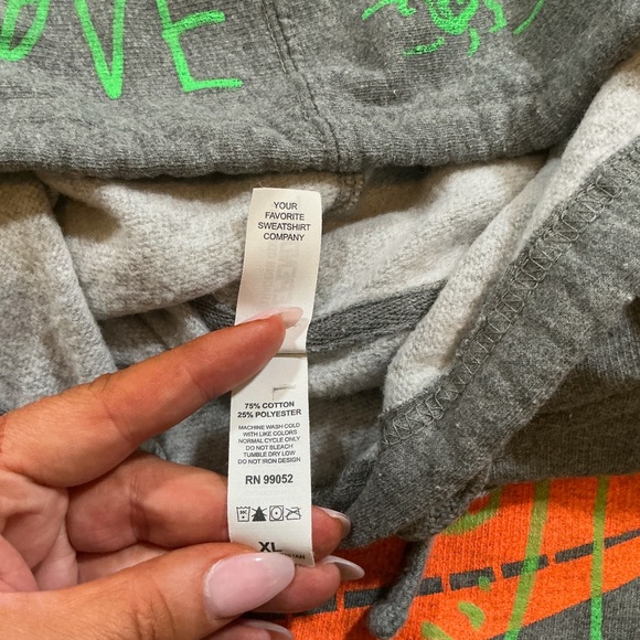 Snow Milk 5767 Gray Hoodie UFO Neon Graphic Pullover Sweatshirt Unisex Size XL - Picture 8 of 13